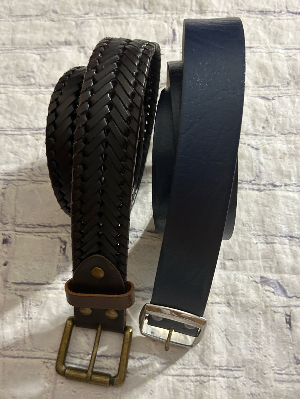 BANANA REPUBLIC CHUNKY BRAIDED LEATHER BELT L & SPLIT LEATHER NAVY SIZE 40 BELT